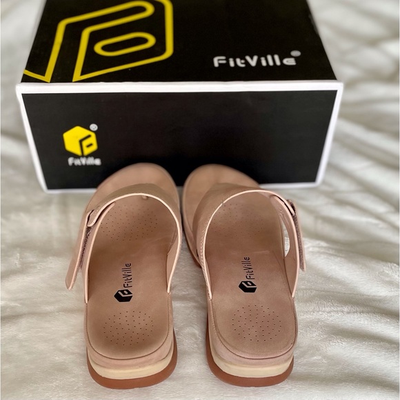 Fit Ville Nude/Pink Suede Flip Flops - Picture 7 of 10